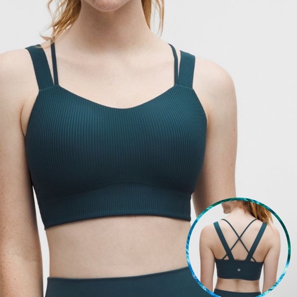 NWT Lululemon Like a Cloud Ribbed Longline Bra SIZE 8 B/C Cup Indochine Blue